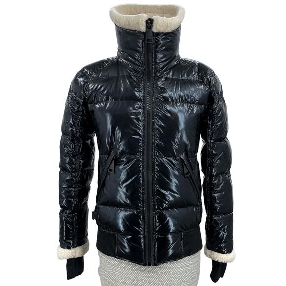SAM. Ellie Down Jacket Caviar Black Puffer Bomber Shearling Outdoors Coat XS - Picture 2 of 16